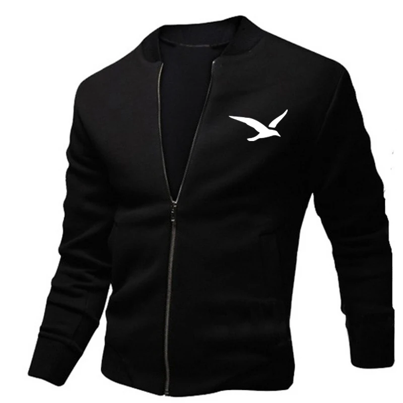 Куртка мужская с 3D-принтом в виде чаек приталенный силуэт Повседневная Уличная