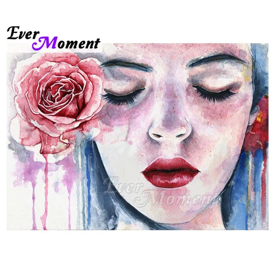 Когда-нибудь момент алмазов картина женщина закрывающиеся глаза цветок ручной