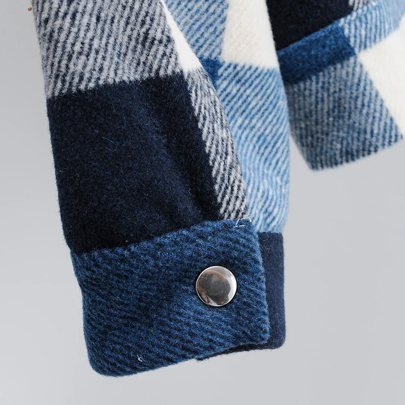 

Vintage Stylish Pockets Plaid Jacket Coat Women 2020 Fashion Lapel Collar Long Sleeve Loose Oversized Outerwear Chic Tops