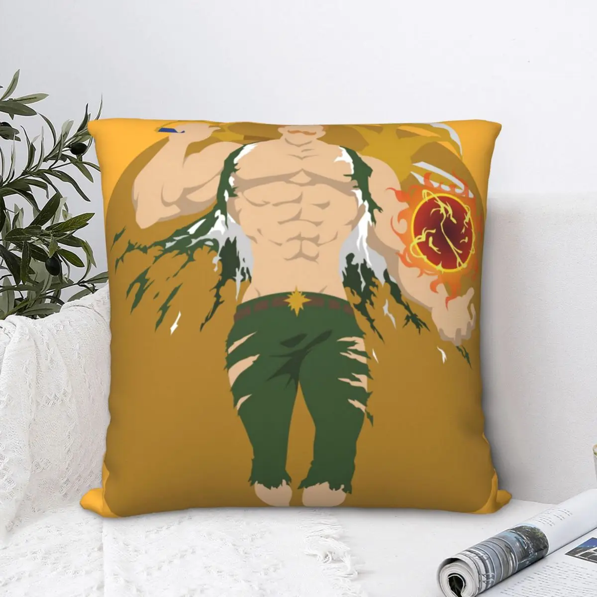 

Escanor Throw Pillow Case Yellow Pattern Cushion For Home Sofa Chair Decorative Hug Pillowcase