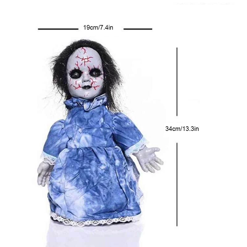 

Страшная кукла на Хэллоуин со сверкающими глазами, ходячая кукла для ужасов, украшение на Хэллоуин, праздвечерние чные подарки для детей THJ99