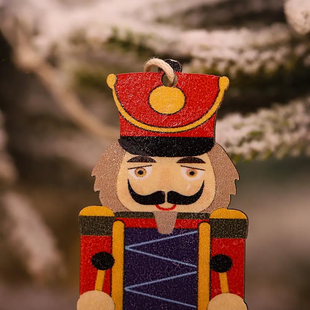 

9PCS Walnut Soldier Doll Colorful Printed Wooden Pendant Christmas Tree Decoration Accessories Nutcracker Puppet Christmas Desk