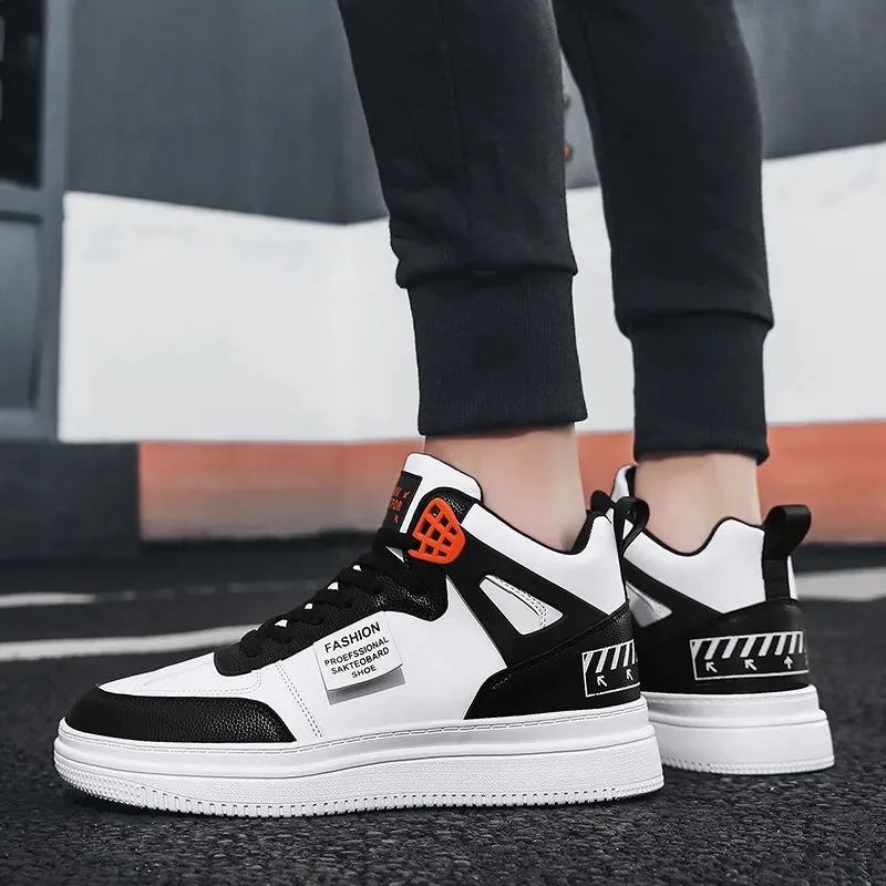 hot sale luxury brand men leather skateboarding shoes star sneakers male thick sole high top sport footwear zapatillas hombre free global shipping