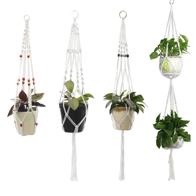 

Macrame Plant Hangers Cotton Rope Hanging Planters Set Flower Pots Holder Stand Indoor Outdoor Decorative Hanging Planter Basket
