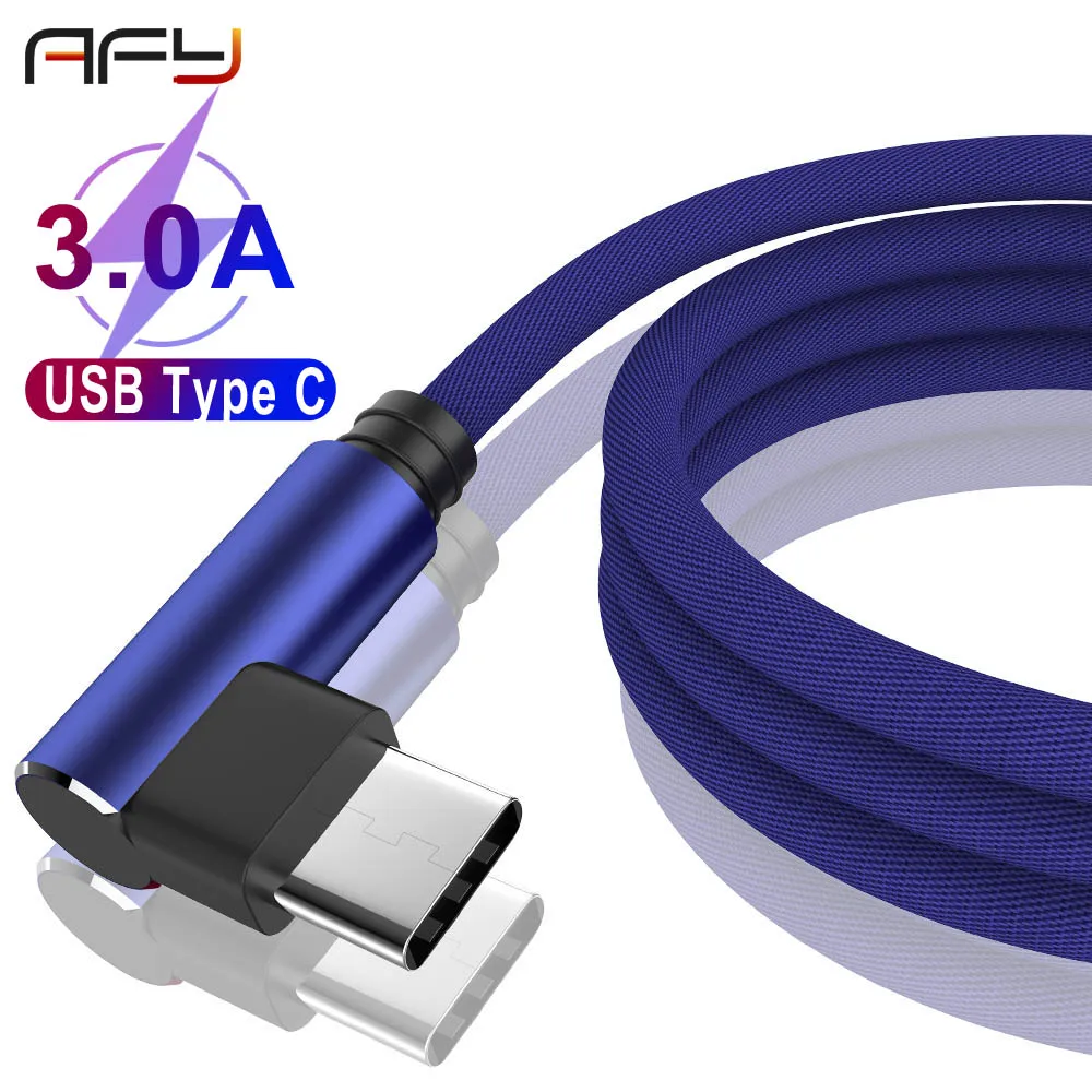 Кабель USB типа C AFY E2 90 градусов для быстрой зарядки Usb кабель Type-C USB-C зарядного