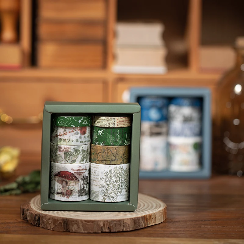 8 шт./компл. Ретро васи клейкая лента декоративная лесные грибы маскирующая для