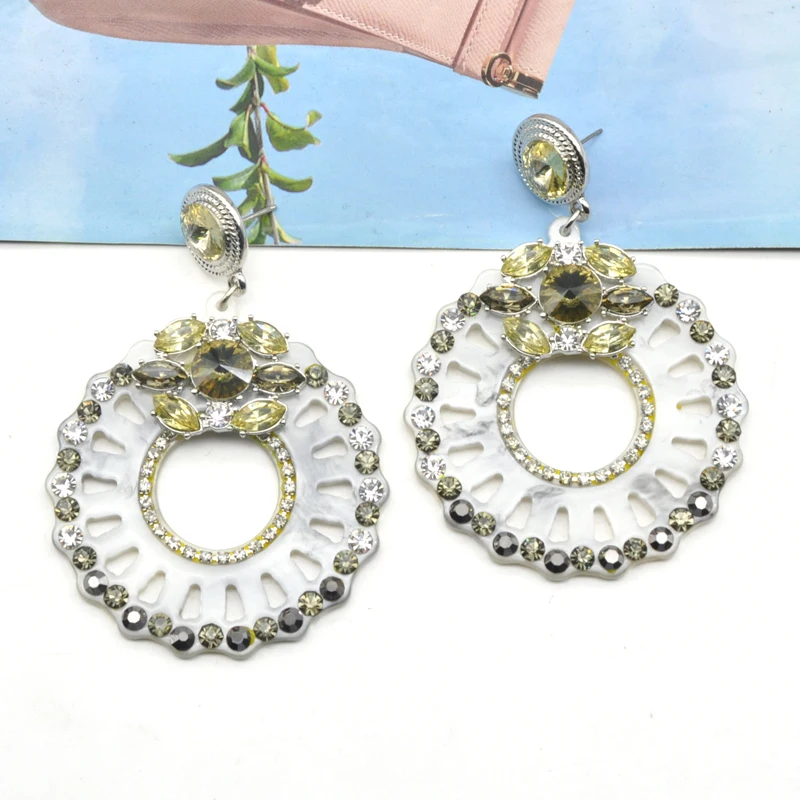 Кристальные и стразы вставки в акриловые круглые крупные серьги|earrings for|for