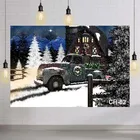 Рождественский фон для фотосъемки с изображением Красного грузовика Зимний снег фон для фотосъемки фотостудия сосна фотография