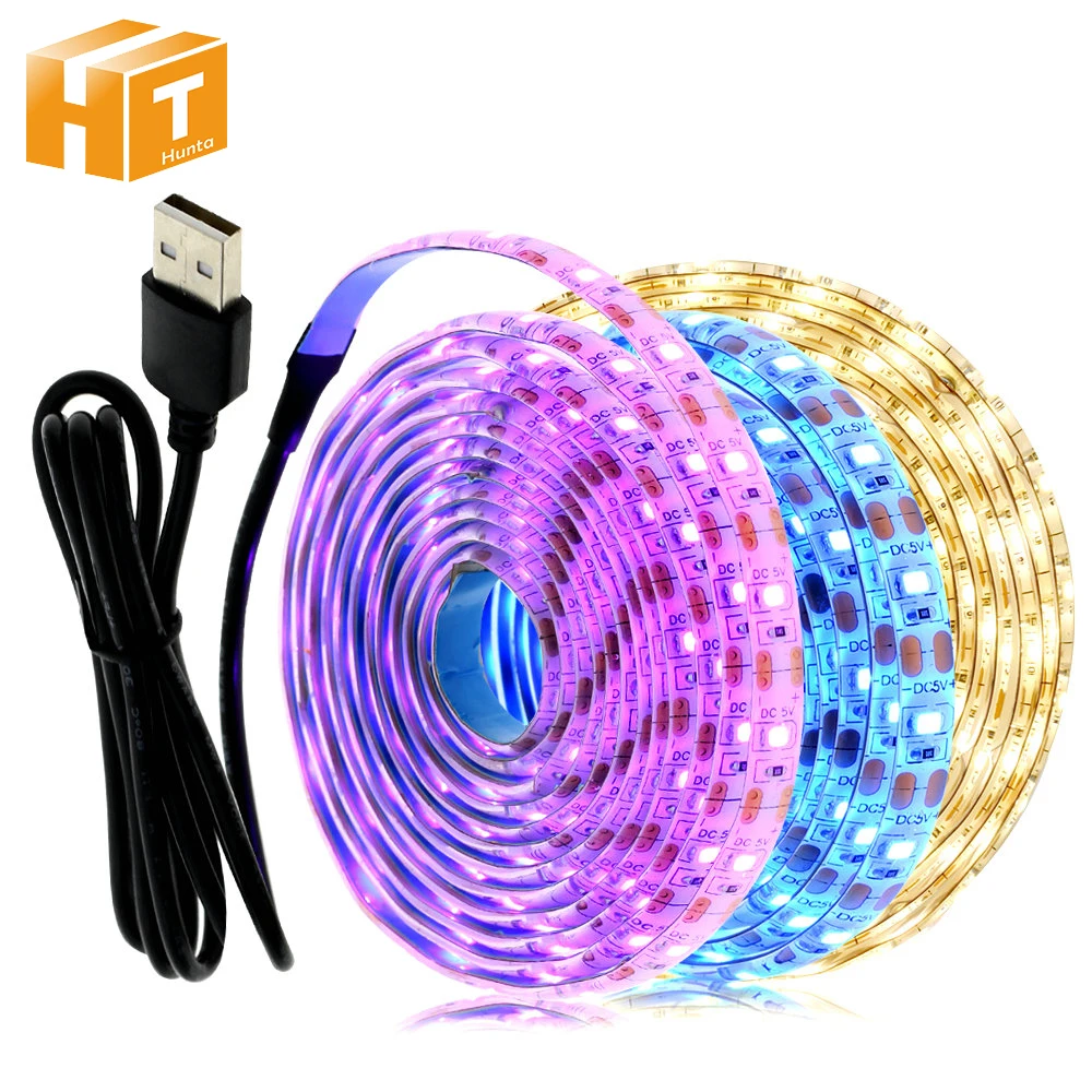 5 В USB Светодиодная лента 1 м 2 3 4 теплый белый/RGB 2835 ТВ фоновое освещение декорацион