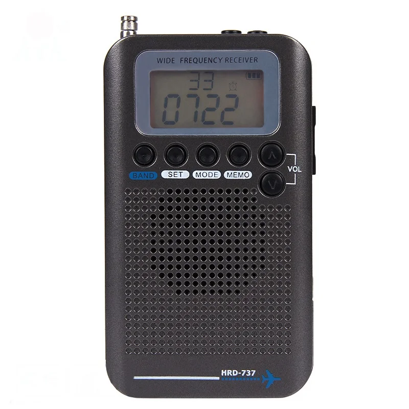 Черный Полнодиапазонный радио цифровой демодулятор FM/AM/SW/CB/Air/VHF World Band стерео портативный радио с ЖК-дисплеем будильник - Цвет: Черный