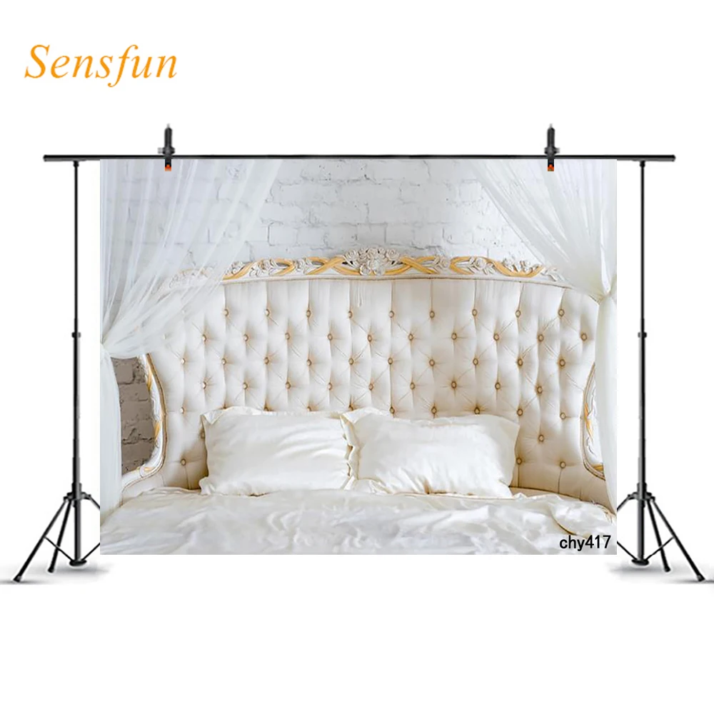 

Виниловый фон для фотосъемки LEVOO с изображением роскошного интерьера изголовья кровати кирпичной стены