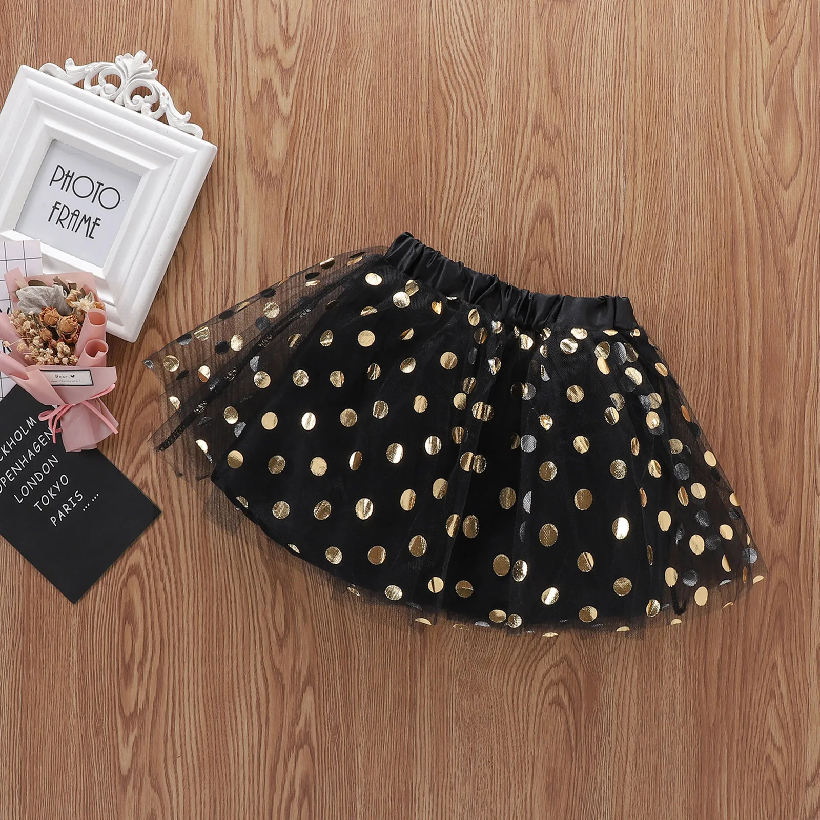 0M-24M Newborn Infant Baby Girls Letter Print Romper Black Tutu Skirt Headbands New Years Outfits Romper Baby Clothes Set images - 6