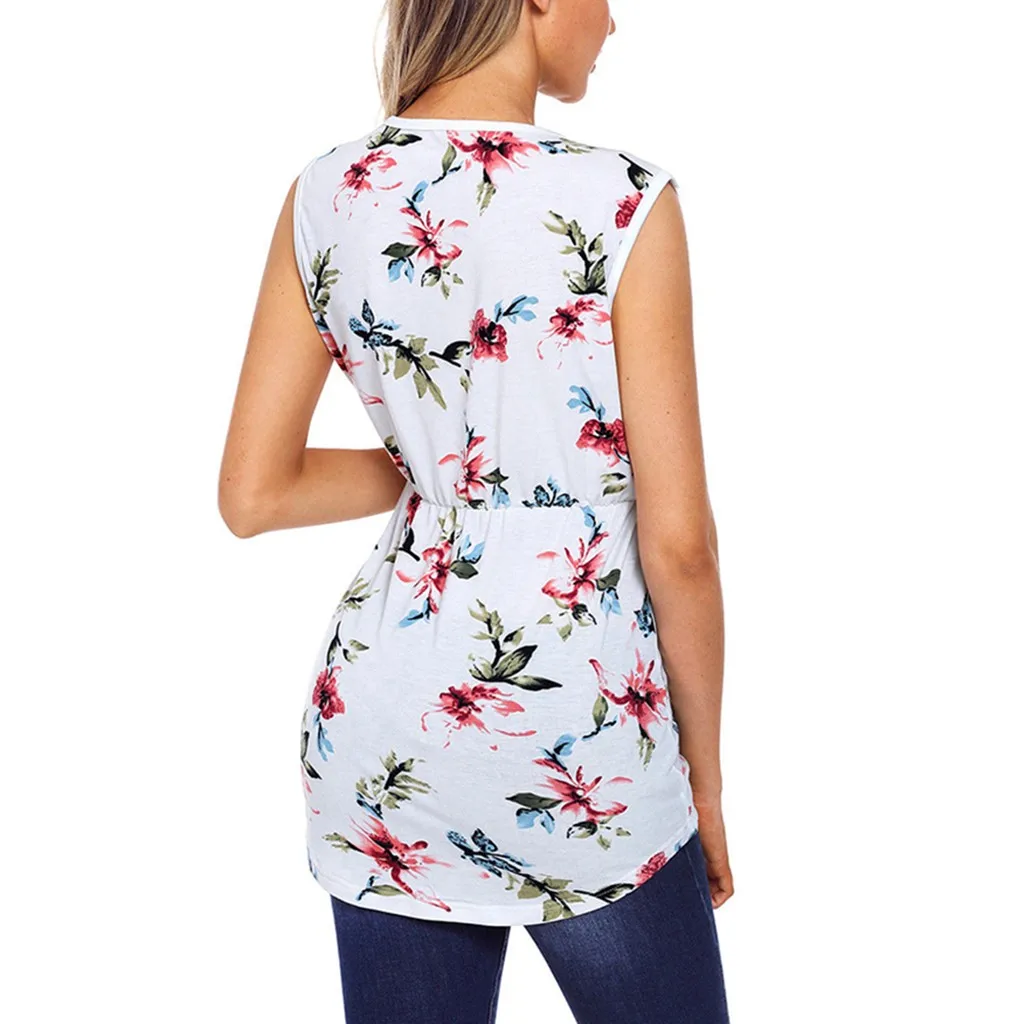 Летние женские повседневные футболки без рукавов для грудного вскармливания