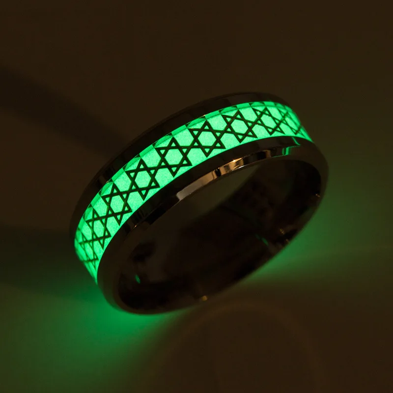 Мода светится в темноте кольцо из нержавеющей стали светящаяся