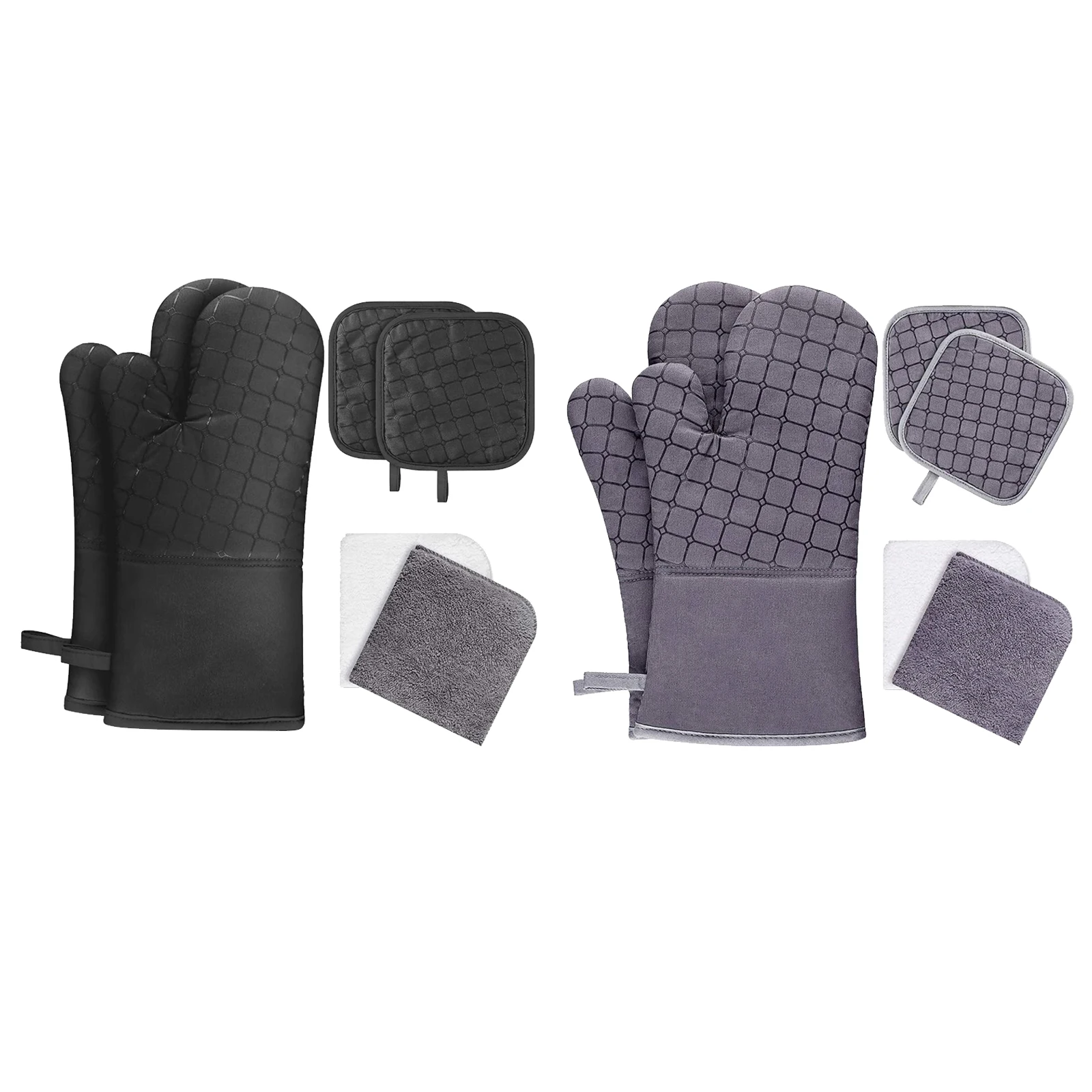 

BBQ Gloves 6Pieces Set Non Slip Oven Mitts Kitchen Cooking Gloves Oven Gloves for Baking, Grilling, Barbeque