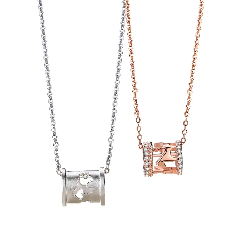 

Original Design Carousel Couple Necklace 925 Sterling Silver Creative Geometric Clavicle Chain Pendant for Men and Women
