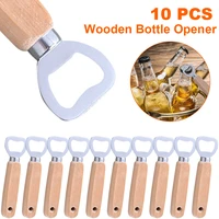 10 pieces of modern stainless steel beer bottle opener kit with rubber wood handle wine hand tool