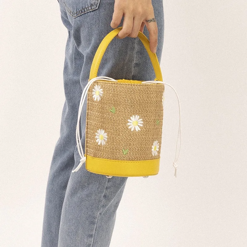 Соломенная Сумка для женщин новинка 2020 модные женские сумки сумка-ведро с