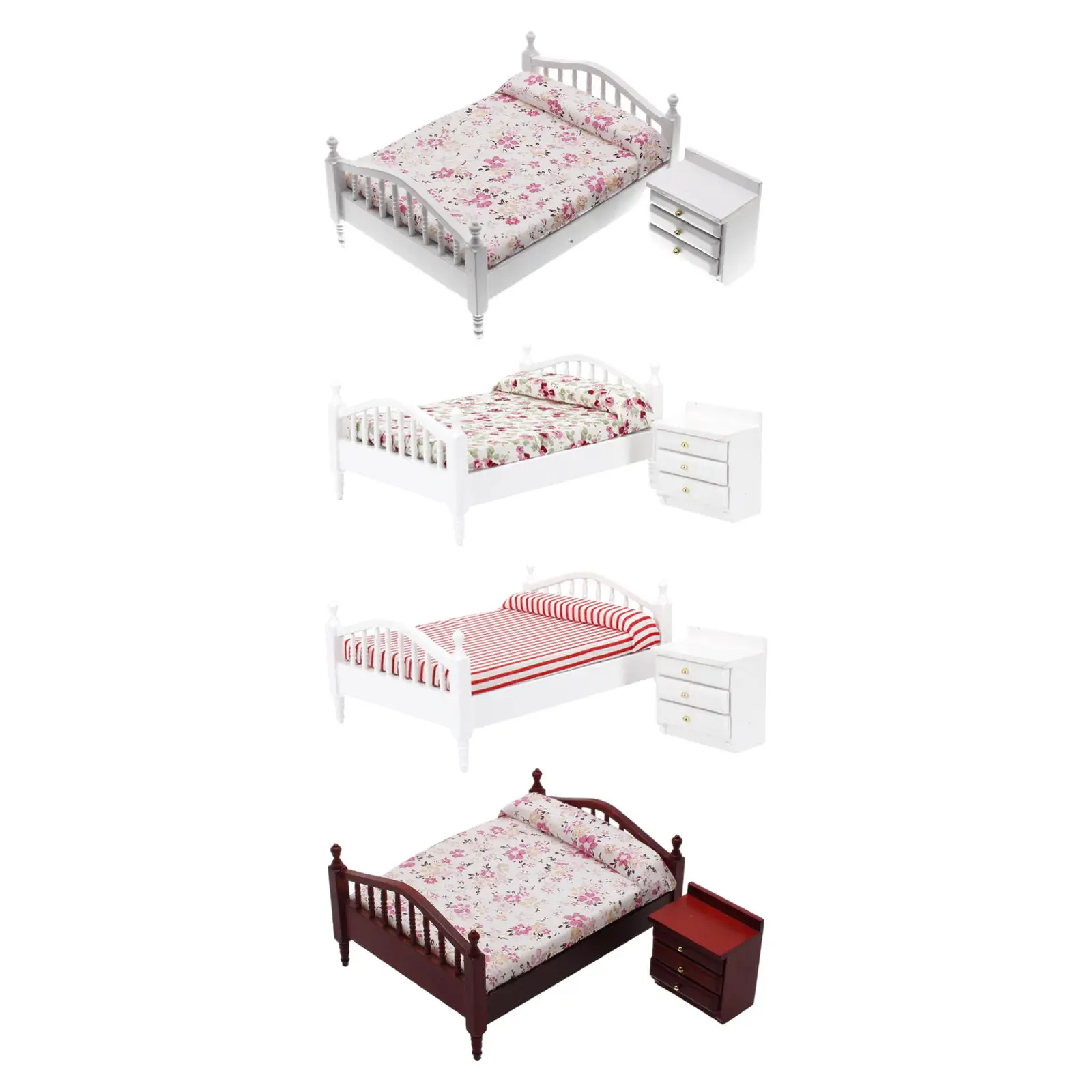 

Миниатюрная кукольная кровать с прикроватным столиком, украшение для кукольного домика для мальчиков и девочек, рождественские подарки