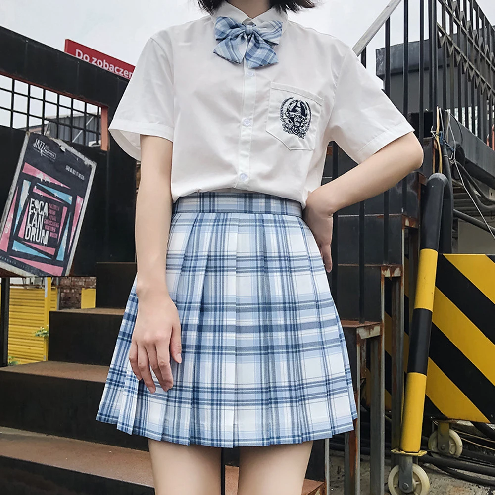 Синий плед аниме юбки для женщин Harajuku в стиле японского юбка православная