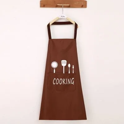 Coffee color 1 шт фартук нож и вилка печать короткий взрослый вода и масло доказательство фартук для кухни и ресторана приготовления нагрудник фартуки с карманами - Цвет: Coffee color