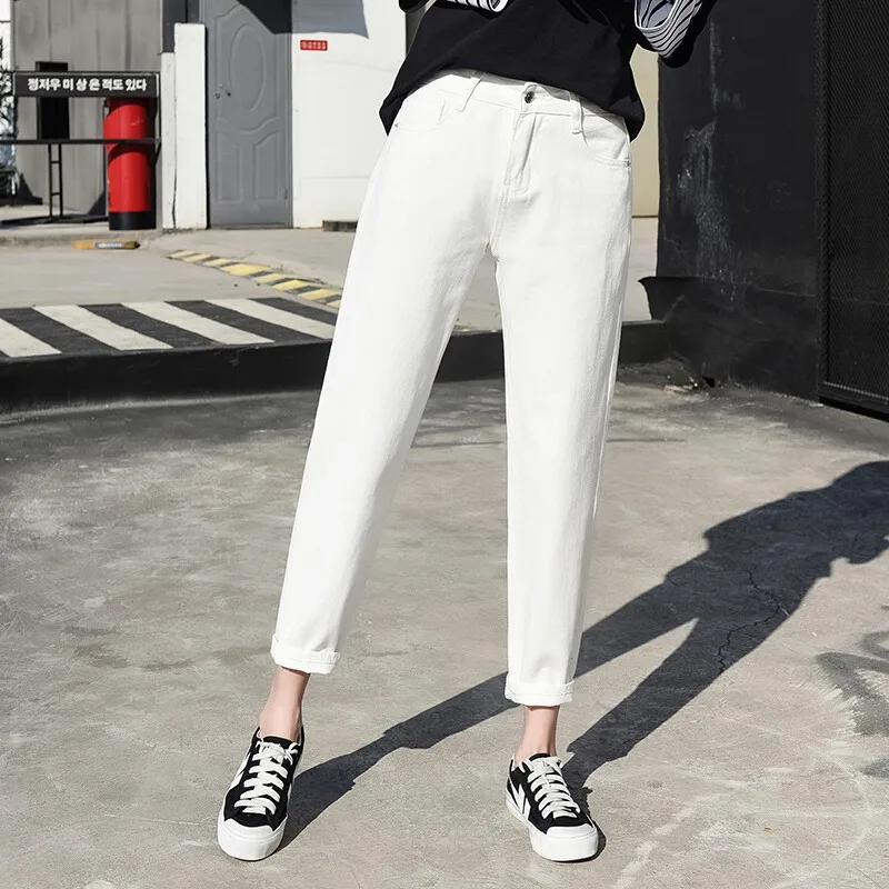 

mom blue womens denim pants high waist plus size boyfriend jeans for women Harem Street Cotton