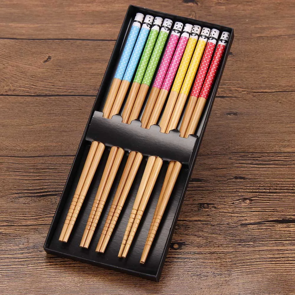 5 пар в наборе многоразовые палочки для суши ручной работы с бамбуковой пандой из