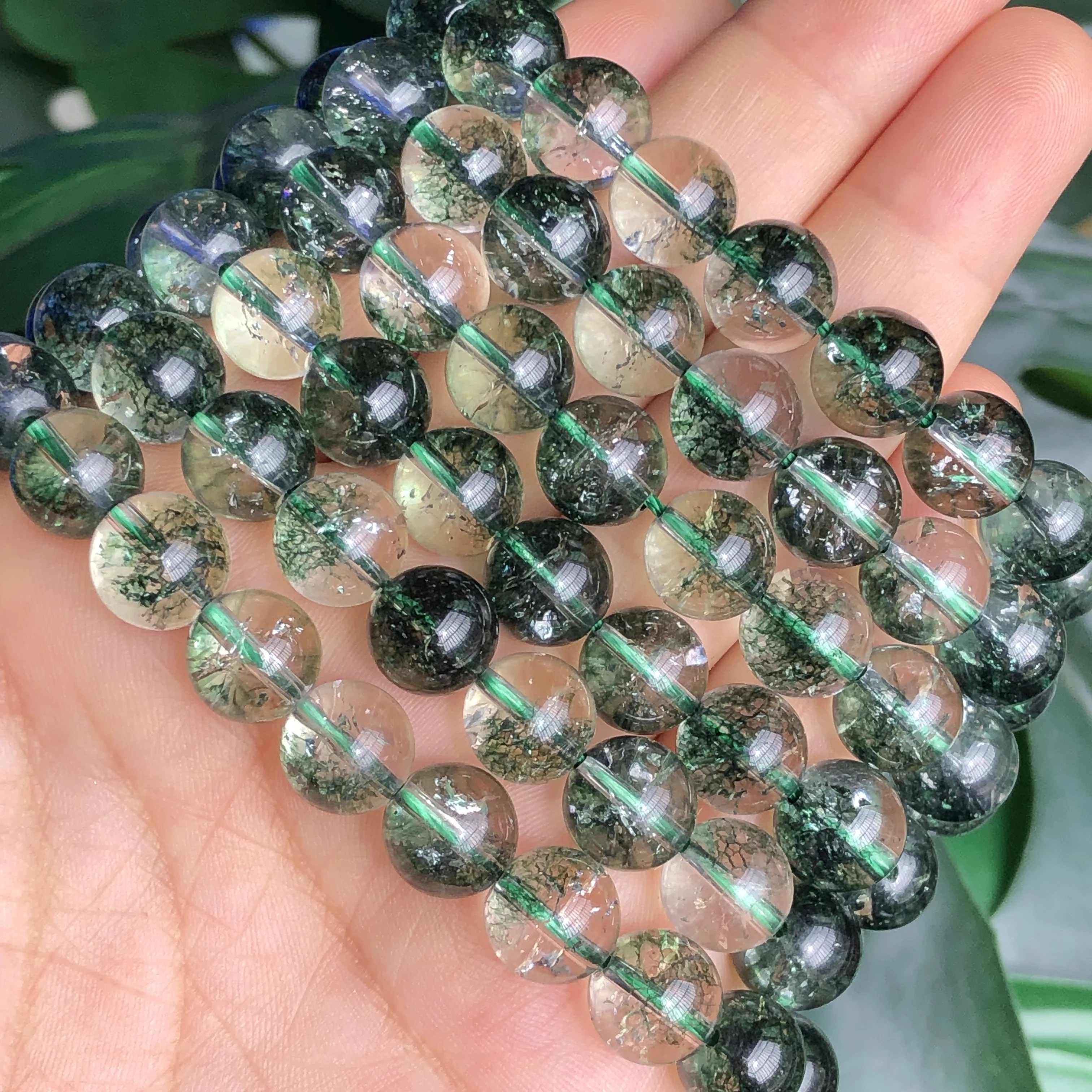 

Natural Green Crystal Cracked Phantom Ghost Quartz Round Beads For Jewelry Making 6/8/10/12mm Pick Size DIY Bracelet Accessories