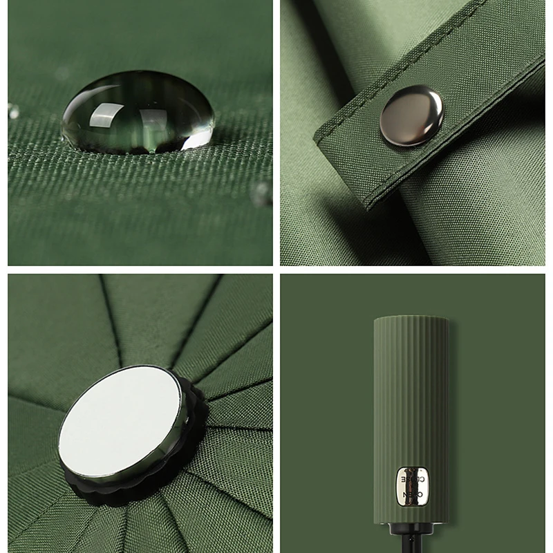 

12 Ribs Full Automatic Business Umbrella Three Folding Male Female Parasol Umbrella Rain Women Windproof Anti-UV Umbrella Men