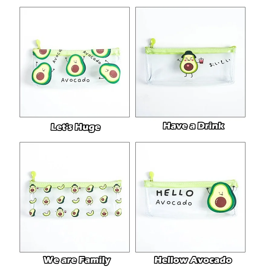 Прозрачный пенал для канцелярских принадлежностей а6836 с авокадо