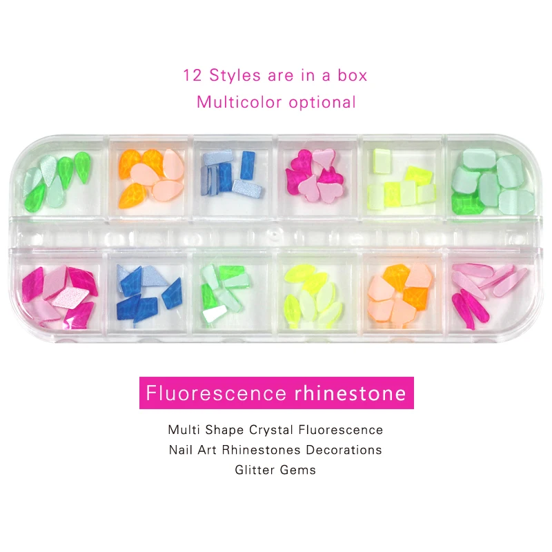 Микс Размер флуоресцентные светящиеся стразы s Серебристые Стразы без горячей