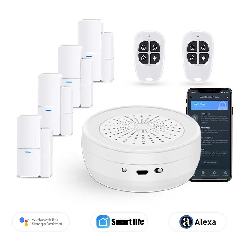 

Tuya Wifi Home Burglar Security Alarm System 433MHz Smart Life App Remote Control Wireless Alarm Kit Voice For Alexa Google Home