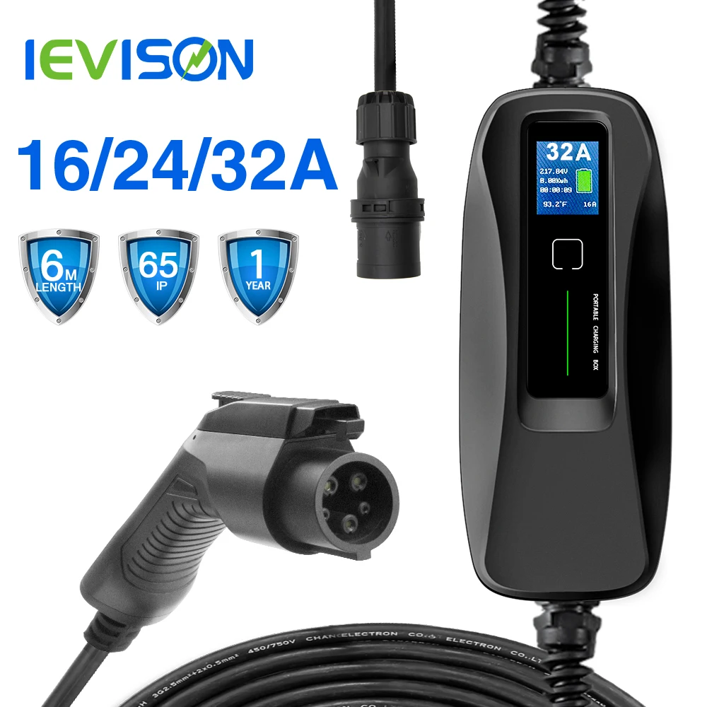 Тип 1 EV портативное зарядное устройство для электромобиля Уровень 2 32Amp EVSE вилка CEE