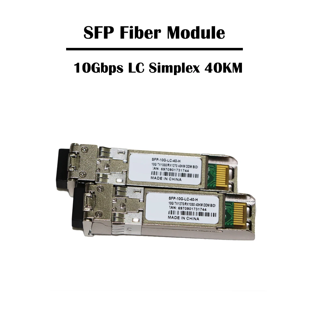 10 Гбит/с LC коннектор SFP модуль 20 км/40 км/60 км 1270/1330 DDM BIDI SM Simplex FTTH Ethernet Сетевая