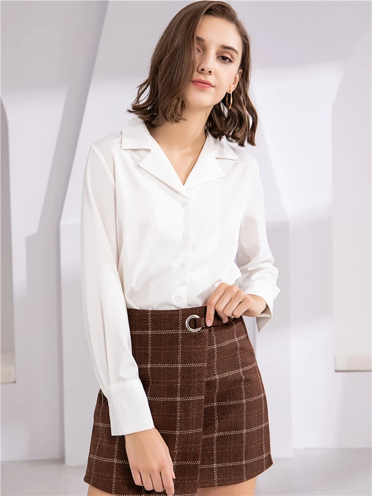 Colorfaith женские блузки рубашки 2021 Весна Лето Твердые шифоновые модные элегантные