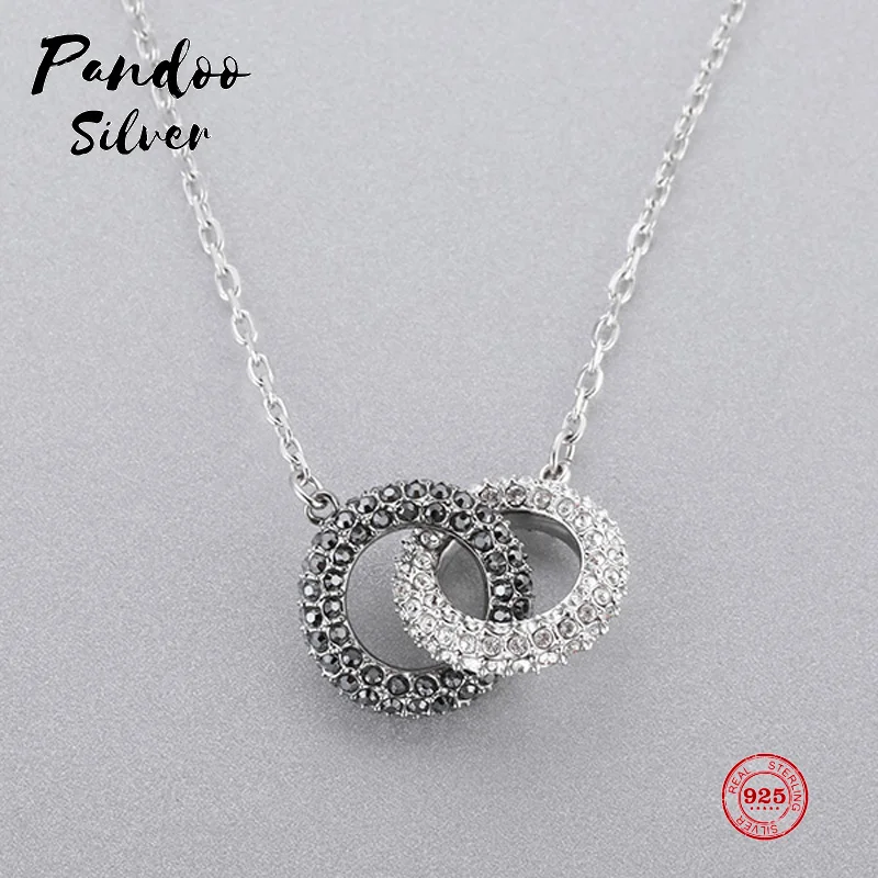 

Fashion Charm Sterling Silver Original 1:1 Copy, Modern Style Fresh And Elegant Double Hoop Luxury Necklace Women Jewelry Gifts