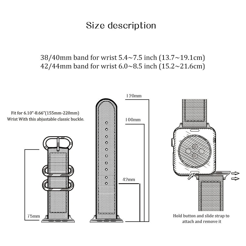 

Hot Sell Nylon Watchband for Apple Watch Band Series 5/4/3/2/1 Sport Leather Bracelet 42mm 44mm 38mm 40mm Strap For iwatch Band