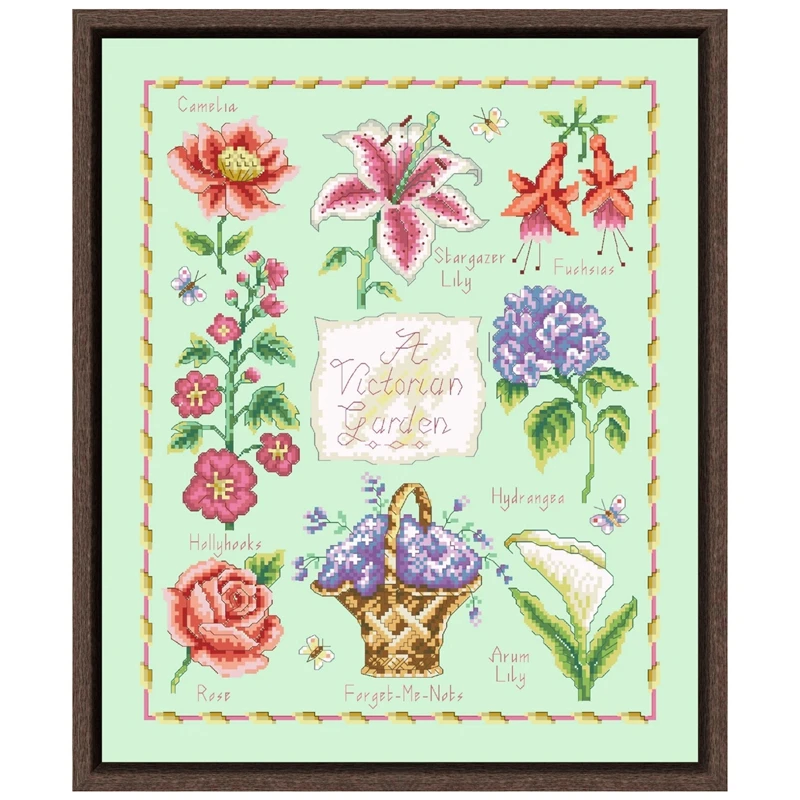 Victorian Garden cross stitch kits 18ct 14ct 11ct light green fabric cotton thread DIY embroidery kit home wall decoration