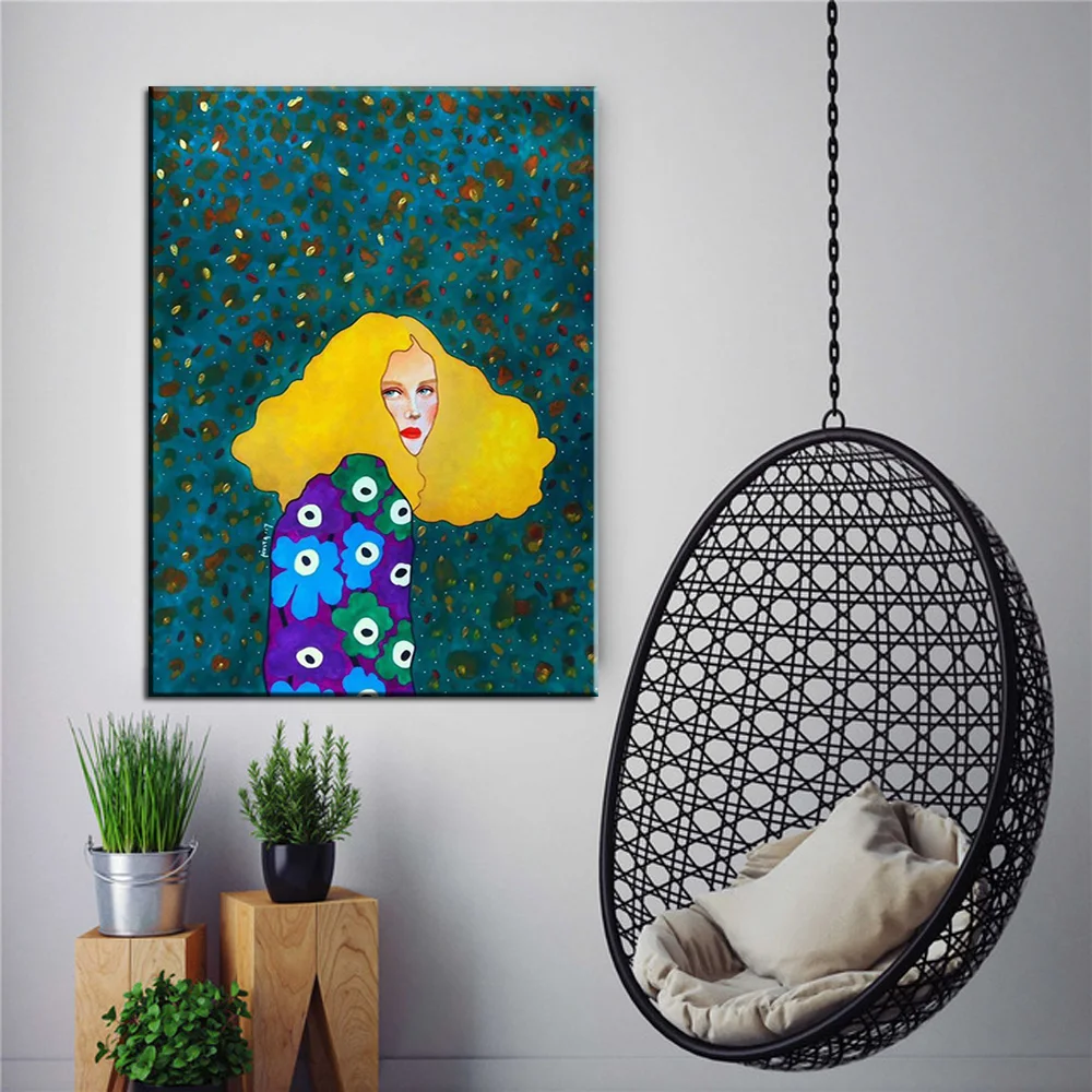 Абстрактная живопись модная винтажная девушка художественный принт холст