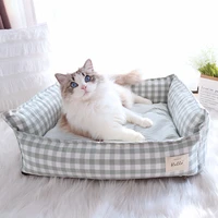 soft warm pet dog cat bed removable washable cotton linen nest for small medium large dogs comfortable sleeping mat pet supplie