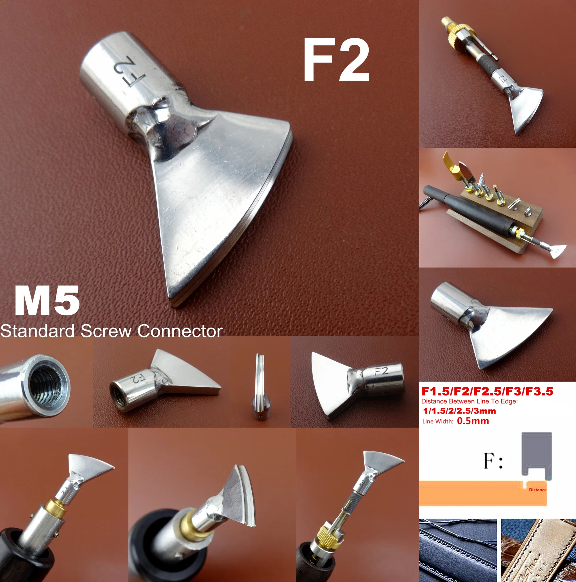 6 видов F Тип Кожа ремесло Электрический край Crease окантовка Creasing машина паяльник