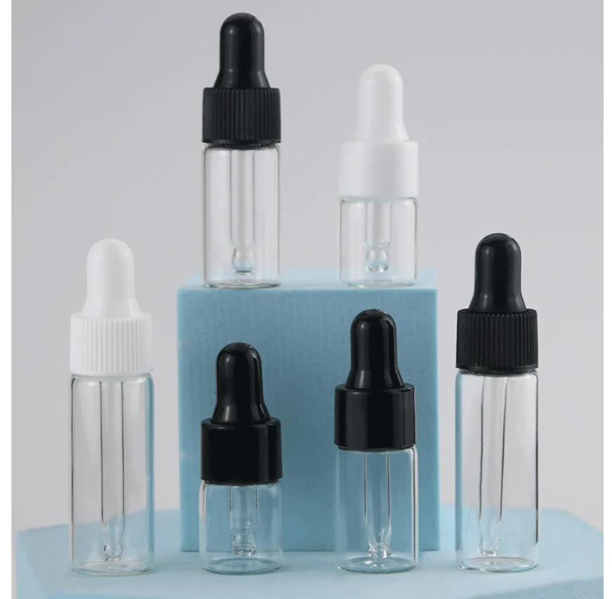 

100pcs Clear Glass Essential Oil Dropper Bottles Perfume Sample Bottle Aromatherapy 1ml 2ml 3ml 4ml 5ml Liquid Pipette Bottle