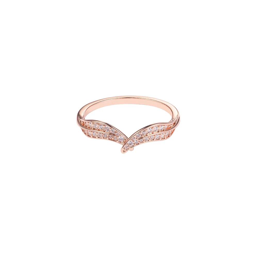 

Кольцо со сверкающими розовыми листьями, кольцо цвета розового золота с фирменным логотипом и сердцем, ювелирные изделия из стерлингового серебра, кольца для женщин, предложение для вечеринки