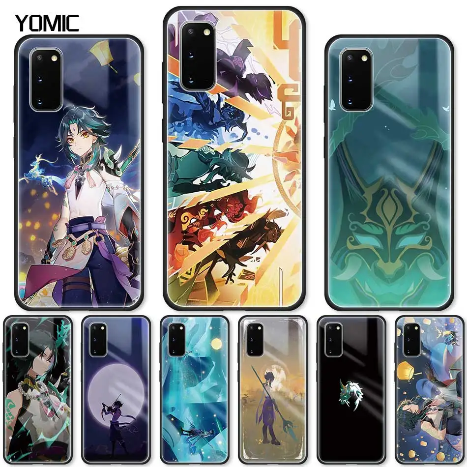 

Tempered Glass Case for Samsung Galaxy S21 S20 FE S10 Note 10 Lite 20 Ultra S9 Plus S8 S10e Phone Cover Genshin Impact Xiao Game