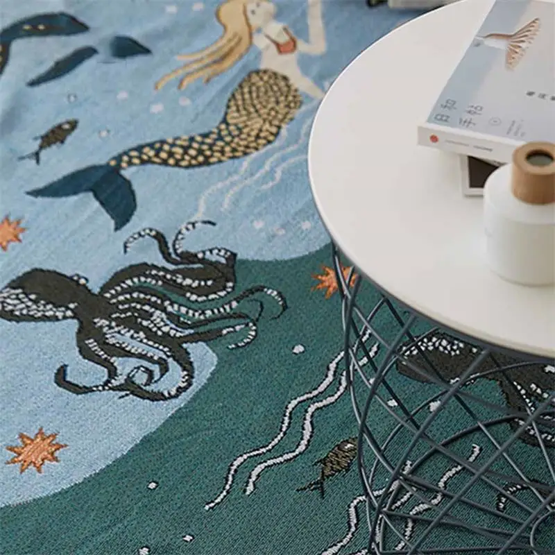 Mermaid Sofa Towel Blanket For Couch Decorative Slipcover Throws Rectangular Stitching Travel Plane Home Textile | Дом и сад