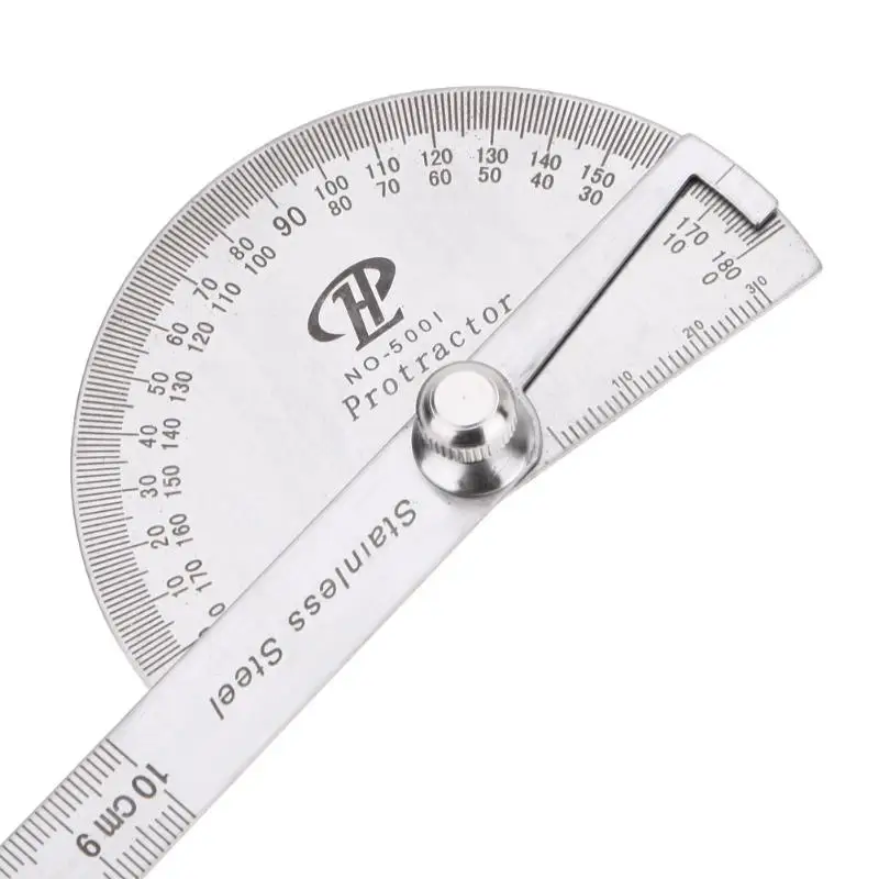 180 Degree Adjustable Protractor Multifunction Stainless Steel Roundhead Angle Ruler Mathematics Measuring Tool | Инструменты