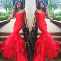 elegant long red mermaid prom gown vestidos de formatura baile ballkleider longo galajurken cap sleeve 2018 bridesmaid dresses
