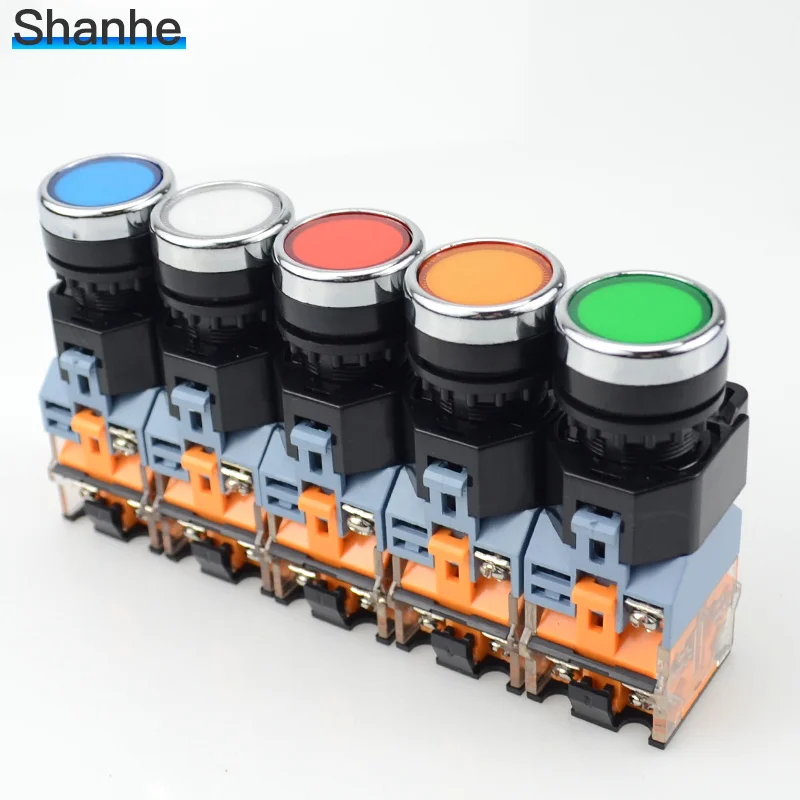 С Светодиодный индикатор светильник 22 мм кнопочный переключатель 12V 24V 220V