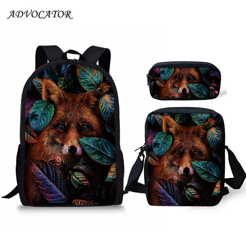 New Children School Bags for Teenagers Boys Girls Floral Fox Big Capacity School Backpack Waterproof Satchel Kids Book Bag