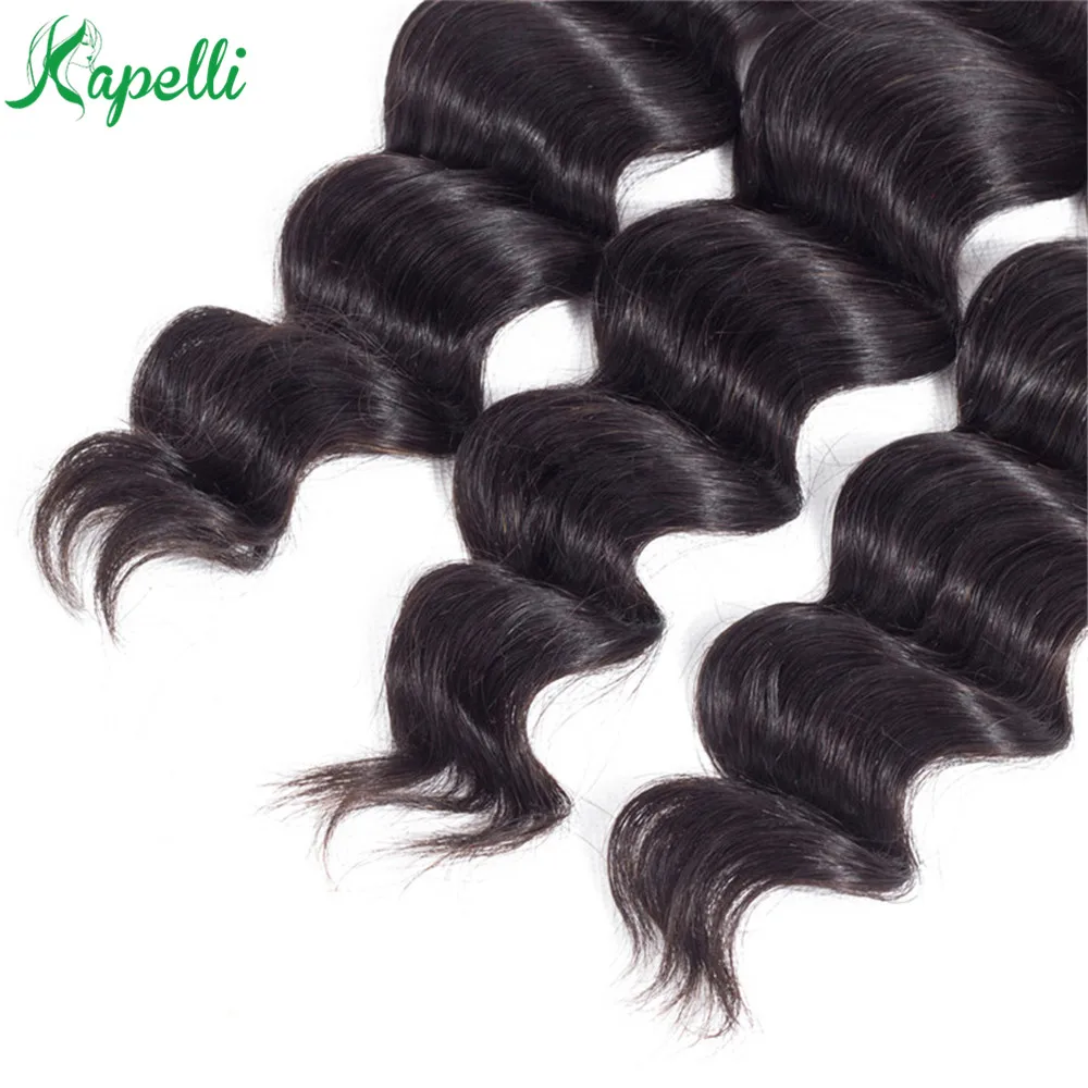 

Brazilian Hair Weave Loose Deep Wave Bundles Natural Black 3/4pcs/Lot 100% Human Hair Bundles Wavy Remy Hair Extensions